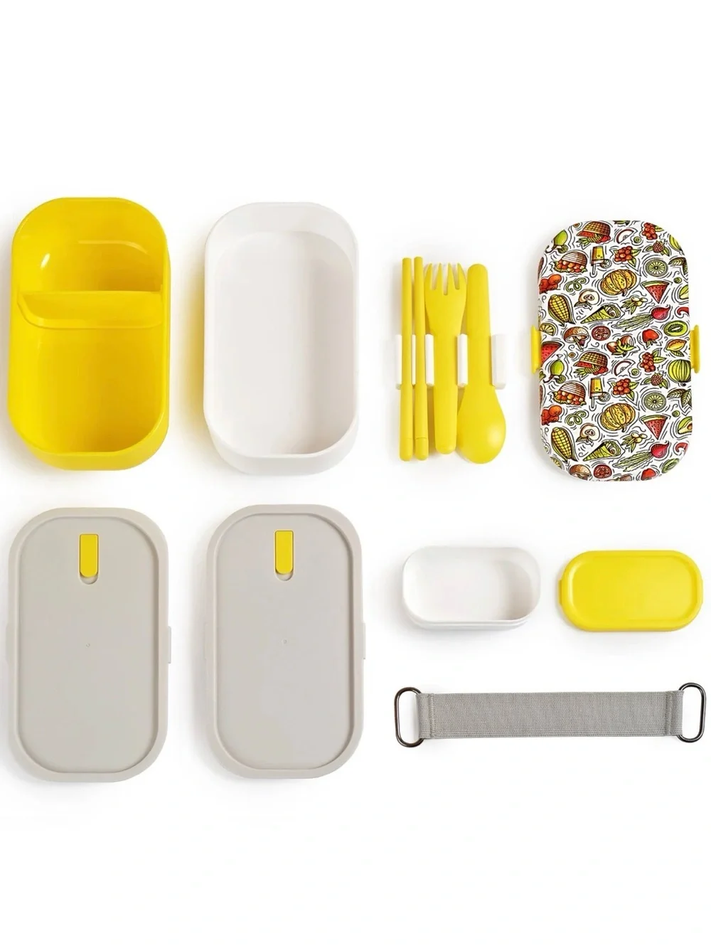 Yellow & White Decorative Bento Lunch Box